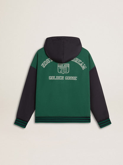Golden Goose Men's green and blue reversible hooded sweatshirt
