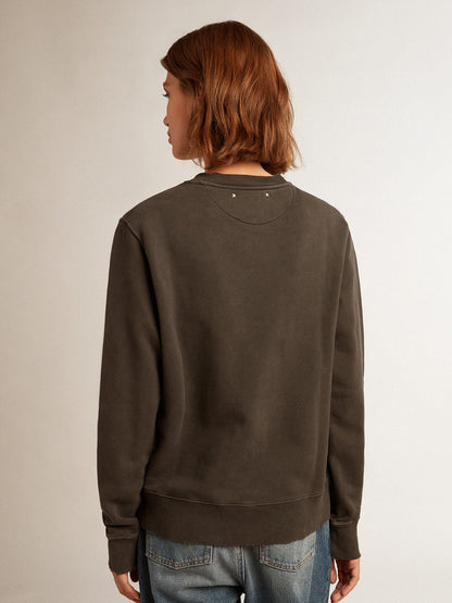 Golden Goose Women's anthracite gray sweatshirt with crystals