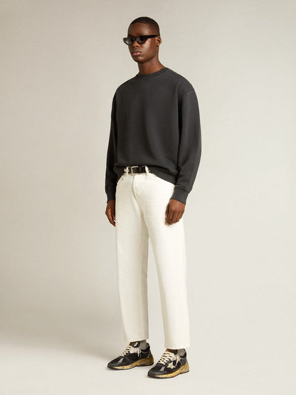 Golden Goose Sweatshirt in washed black with reverse logo on the back - Jersey Capsule