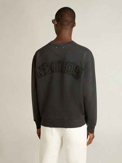 Golden Goose Sweatshirt in washed black with reverse logo on the back - Jersey Capsule
