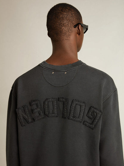 Golden Goose Sweatshirt in washed black with reverse logo on the back - Jersey Capsule
