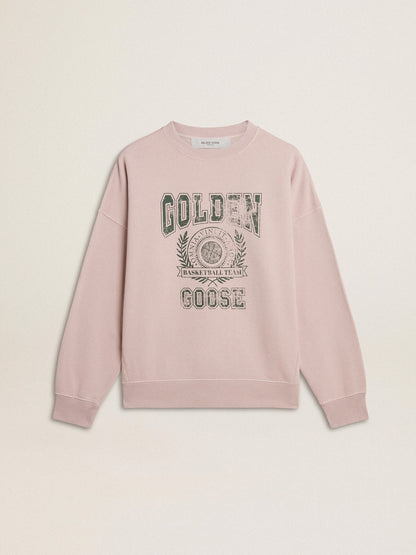 Golden Goose Old rose unisex round neck sweatshirt with green logo print