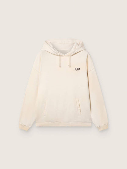 Golden Goose Star unisex hooded sweatshirt in white cotton with logo print