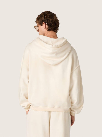 Golden Goose Star unisex hooded sweatshirt in white cotton with logo print