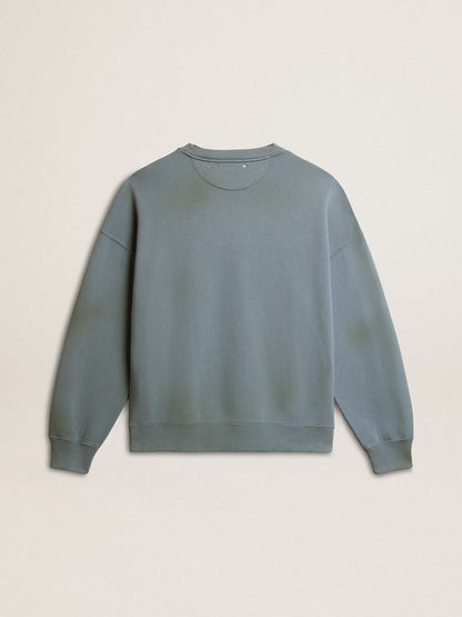 Golden Goose Oversized sweatshirt in baby blue with distressed finish