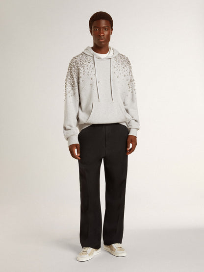 Golden Goose Gray hooded sweatshirt with crystal decoration