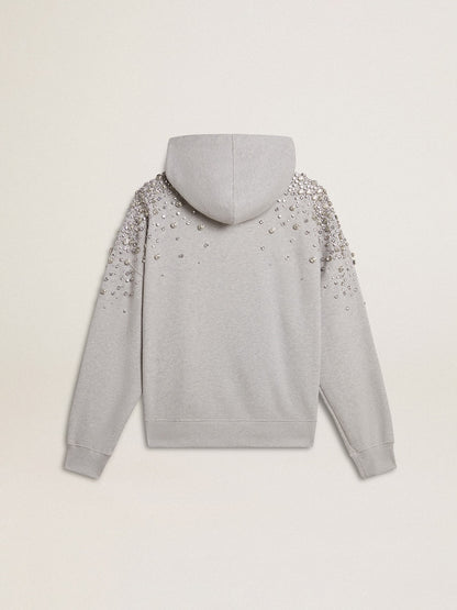 Golden Goose Gray hooded sweatshirt with crystal decoration