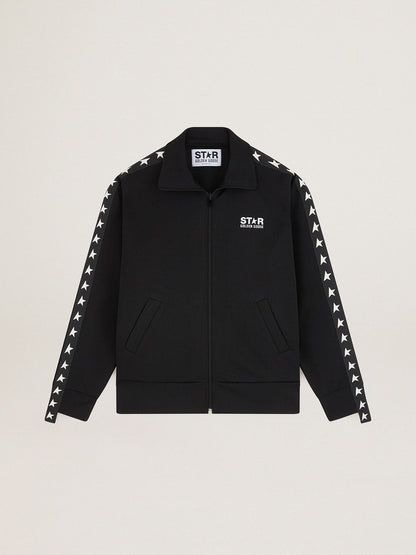 Golden Goose Women’s black zipped sweatshirt with white stars