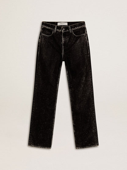 Golden Goose Women's black jeans with a velvet-like wash effect