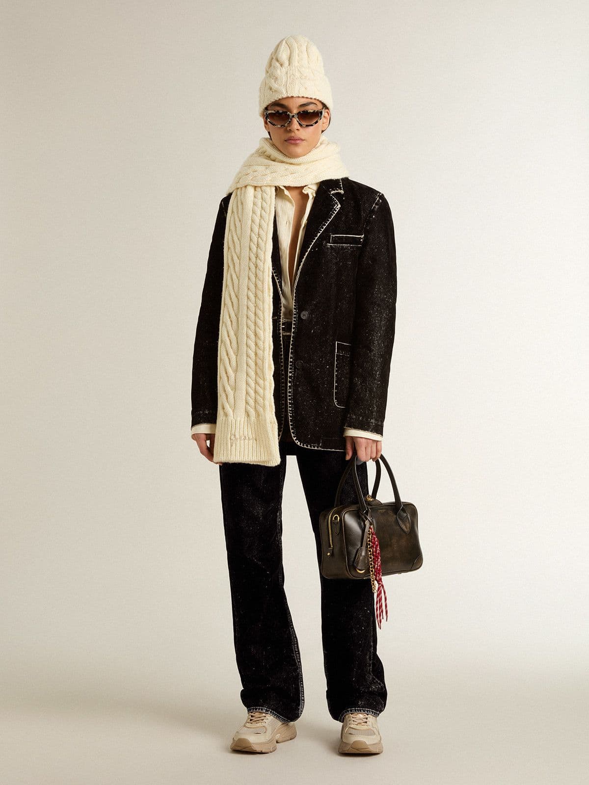 Golden Goose Women's black jeans with a velvet-like wash effect