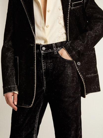 Golden Goose Women's black jeans with a velvet-like wash effect
