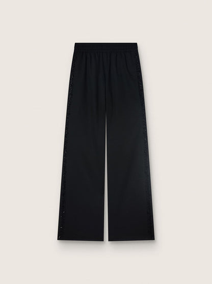 Golden Goose Women's sweatpants in black wool twill with sequin embroidery