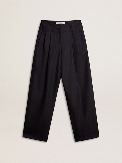 Golden Goose Women’s dark blue tailored trousers with vertical stripe
