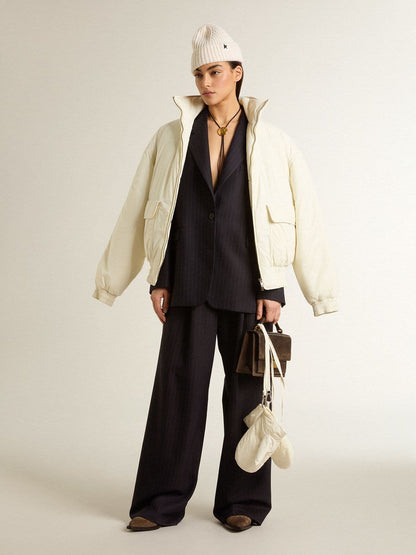 Golden Goose Women’s dark blue tailored trousers with vertical stripe