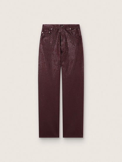 Golden Goose Women's jeans in burgundy denim with gradient crystals
