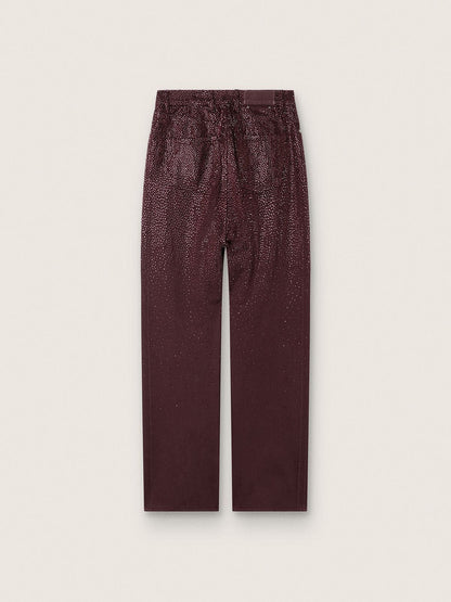 Golden Goose Women's jeans in burgundy denim with gradient crystals