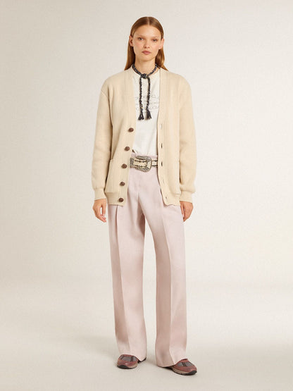 Golden Goose Women's pants in pink tailored wool fabric