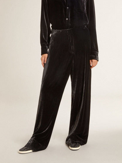 Golden Goose Black velvet-effect pants