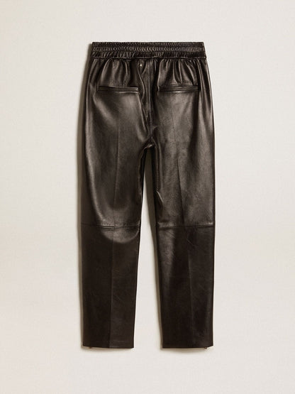 Golden Goose Black joggers in nappa leather with zip at the base