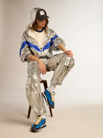 Golden Goose Women’s cargo pants in silver technical fabric
