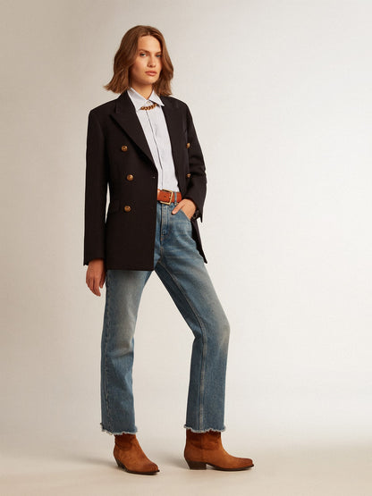 Golden Goose Women's cropped flared jeans with medium wash