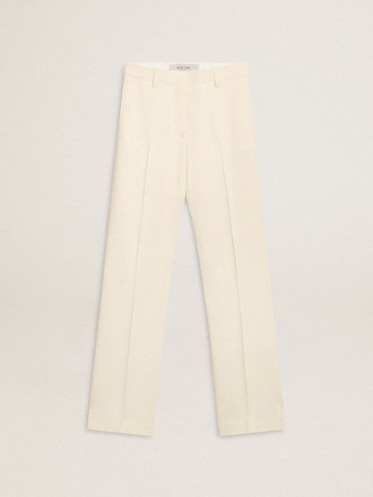 Golden Goose Women's loose pants in worn-white tailored fabric