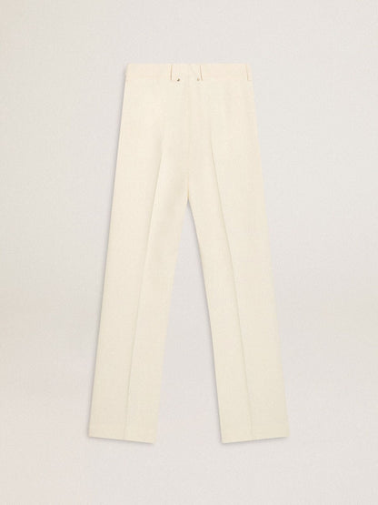 Golden Goose Women's loose pants in worn-white tailored fabric
