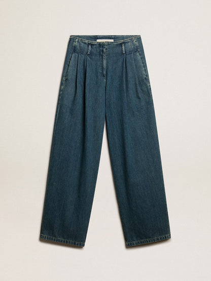 Golden Goose Women’s blue cotton pleated pants