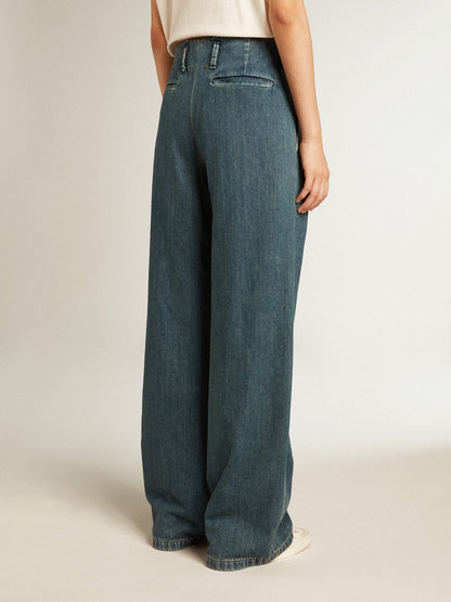 Golden Goose Women’s blue cotton pleated pants