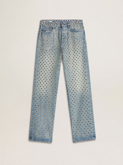 Golden Goose Women's washed jeans with all-over eyelets