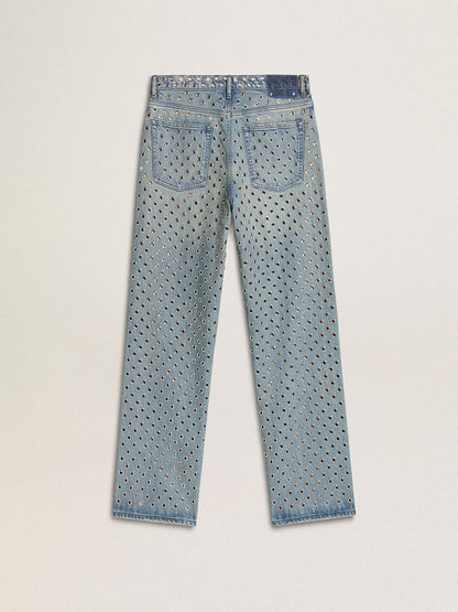 Golden Goose Women's washed jeans with all-over eyelets