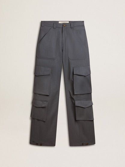 Golden Goose Women's cargo pants in baby blue wool