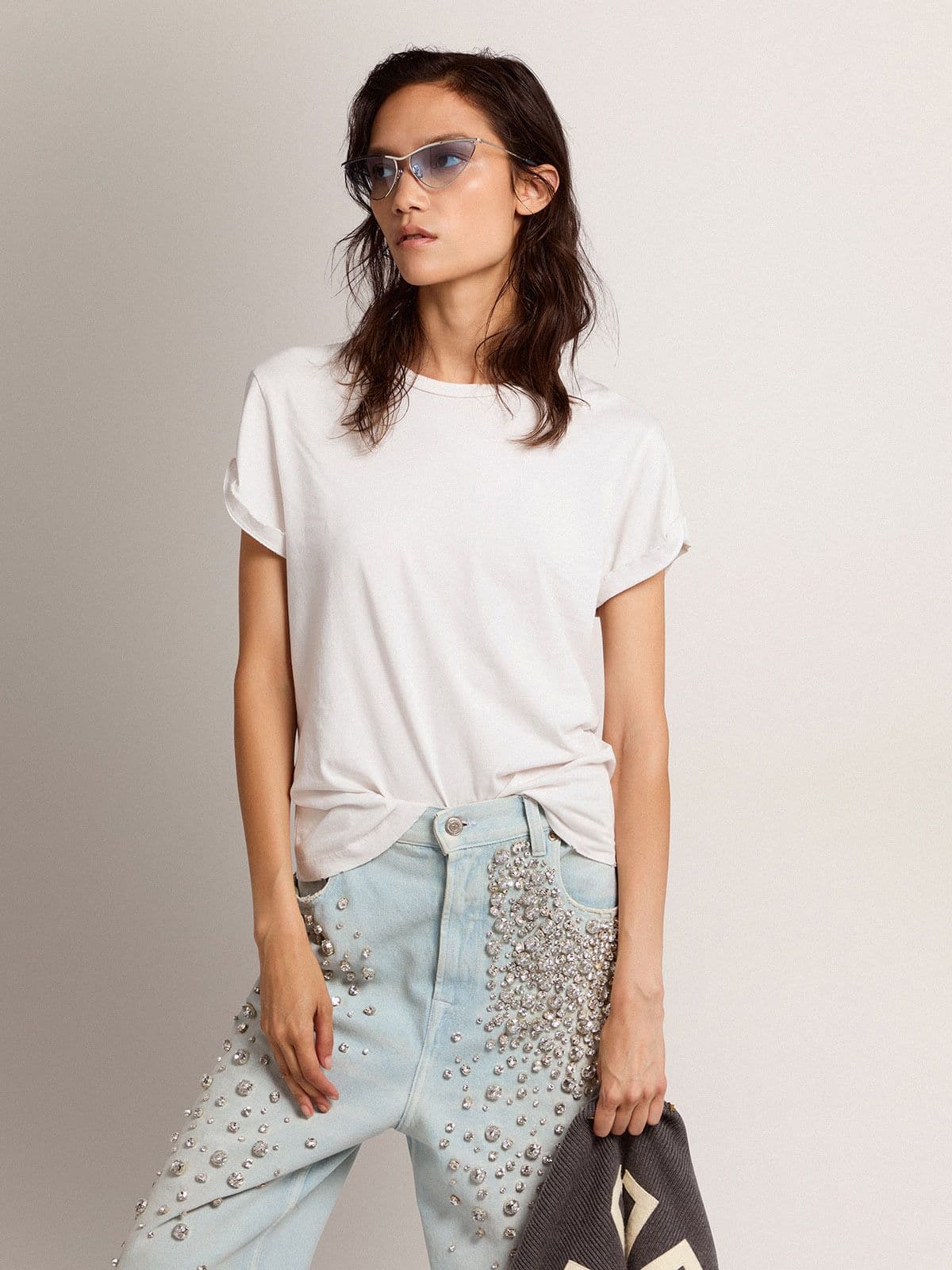 Golden Goose Distressed regular-fit women’s T-shirt in white