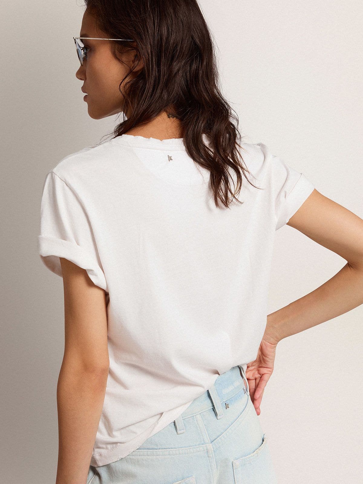 Golden Goose Distressed regular-fit women’s T-shirt in white