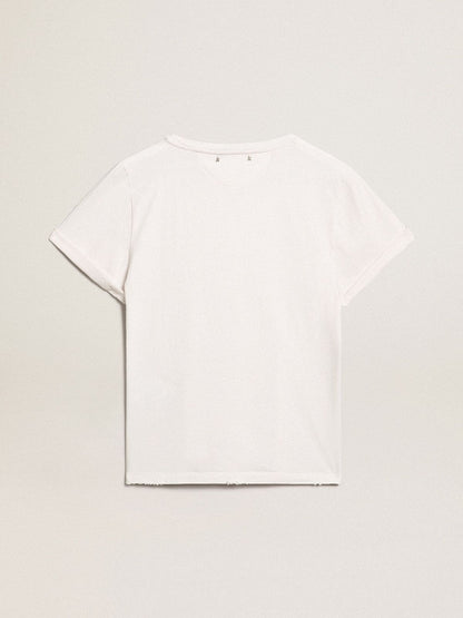 Golden Goose Distressed regular-fit women’s T-shirt in white