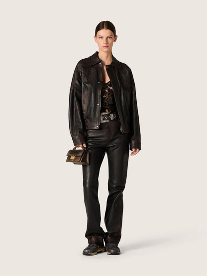 Golden Goose Women's top in black tulle with floral pattern in black sequins