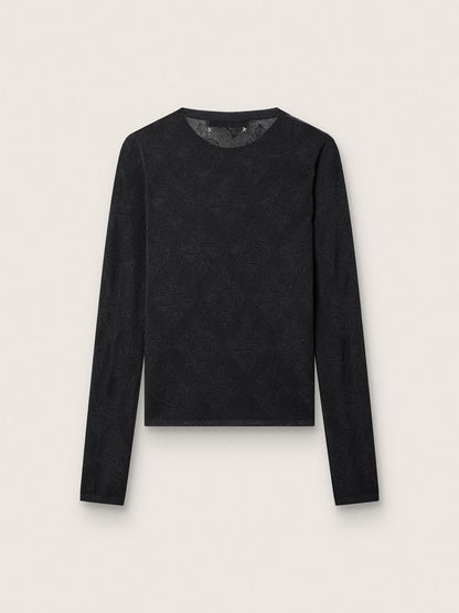 Golden Goose Women's crew-neck sweater with black floral jacquard pattern
