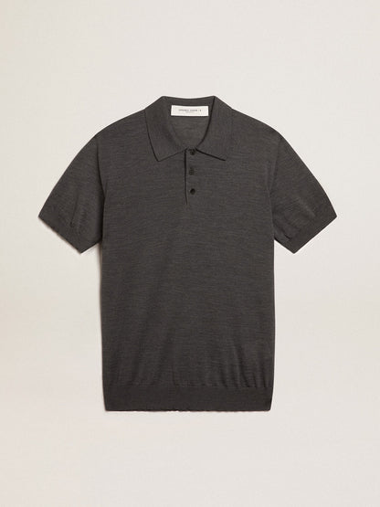 Golden Goose Women’s polo shirt in anthracite merino wool