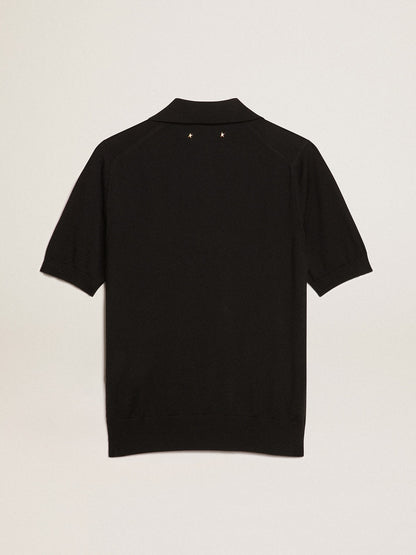 Golden Goose Women’s polo shirt in black merino wool