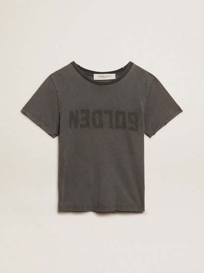 Golden Goose Distressed slim-fit T-shirt in anthracite gray