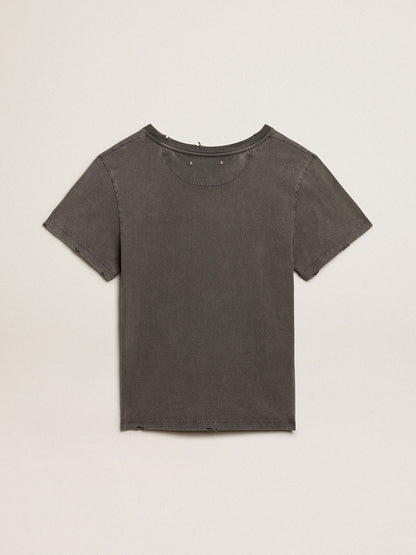 Golden Goose Distressed slim-fit T-shirt in anthracite gray