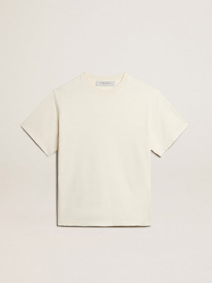 Golden Goose T-shirt in aged white with reverse logo on the back - Jersey Capsule