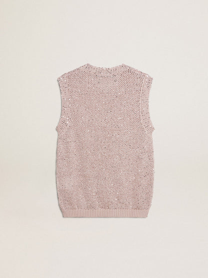 Golden Goose Mesh knit top with sequins and contrasting details