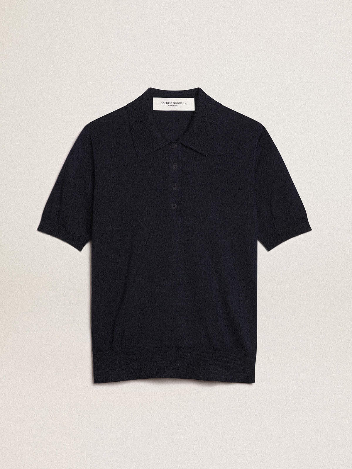 Golden Goose Women’s polo shirt in navy-blue merino wool