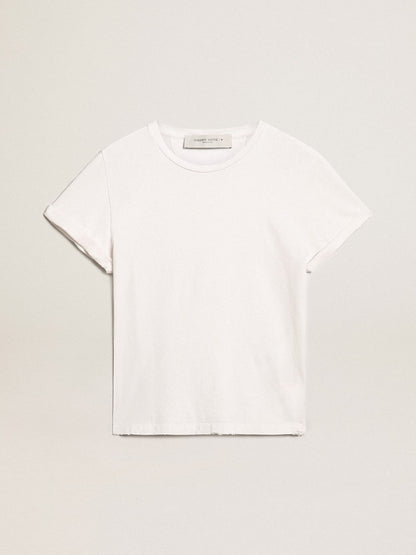 Golden Goose Distressed slim-fit women’s T-shirt in white
