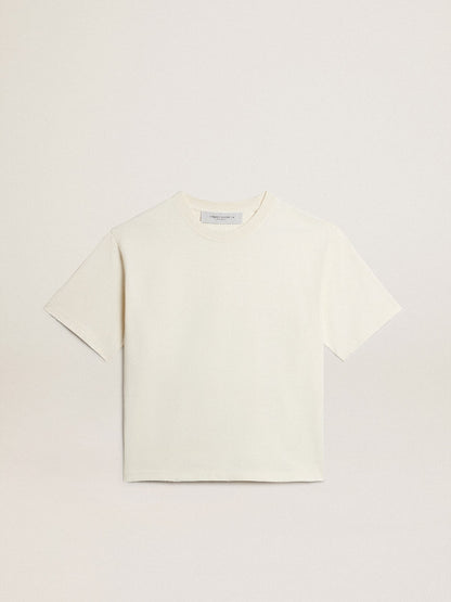 Golden Goose T-shirt in aged white with reverse logo on the back - Jersey Capsule