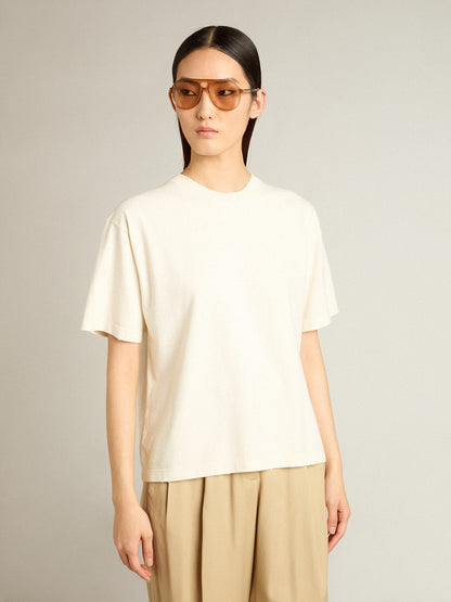 Golden Goose T-shirt in aged white with reverse logo on the back - Jersey Capsule