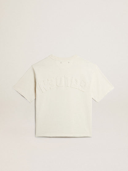 Golden Goose T-shirt in aged white with reverse logo on the back - Jersey Capsule