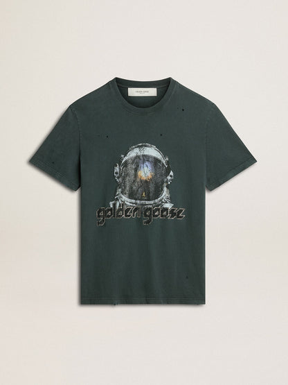 Golden Goose Black T-shirt with multicolor print