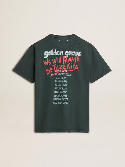Golden Goose Black T-shirt with multicolor print